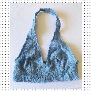 Aerie lace halter bralette light blue